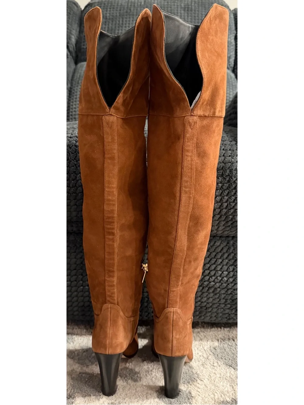 Veronica Beard Conrad Two Tone Black And Brown Conrad Over The Knee Boots Size 7